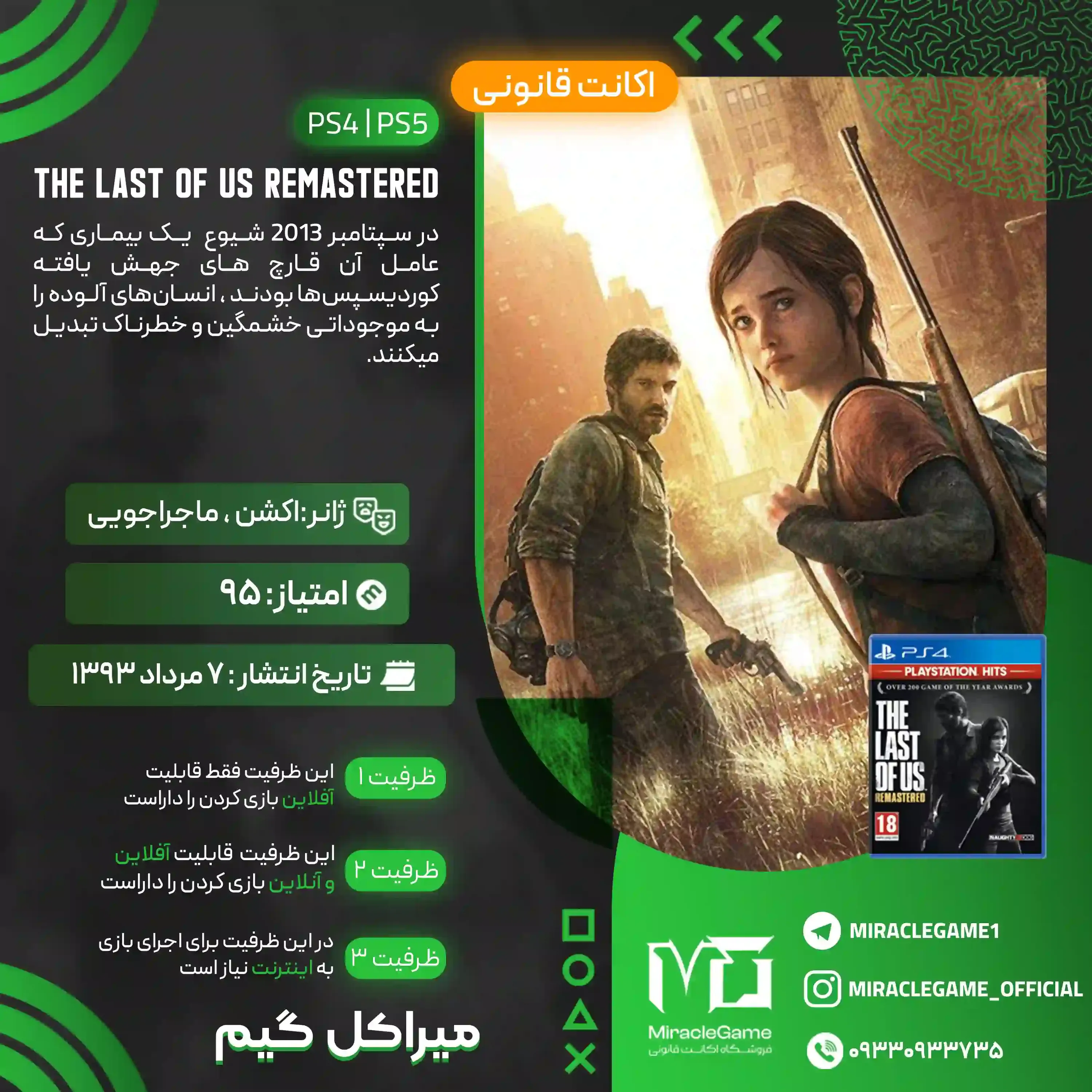 اکانت قانونی The Last Of Us Remastered  برای  PS5 و PS4